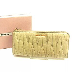 miumiu Wallet Purse Long Wallet Materasse Beige Gold Woman Authentic Used